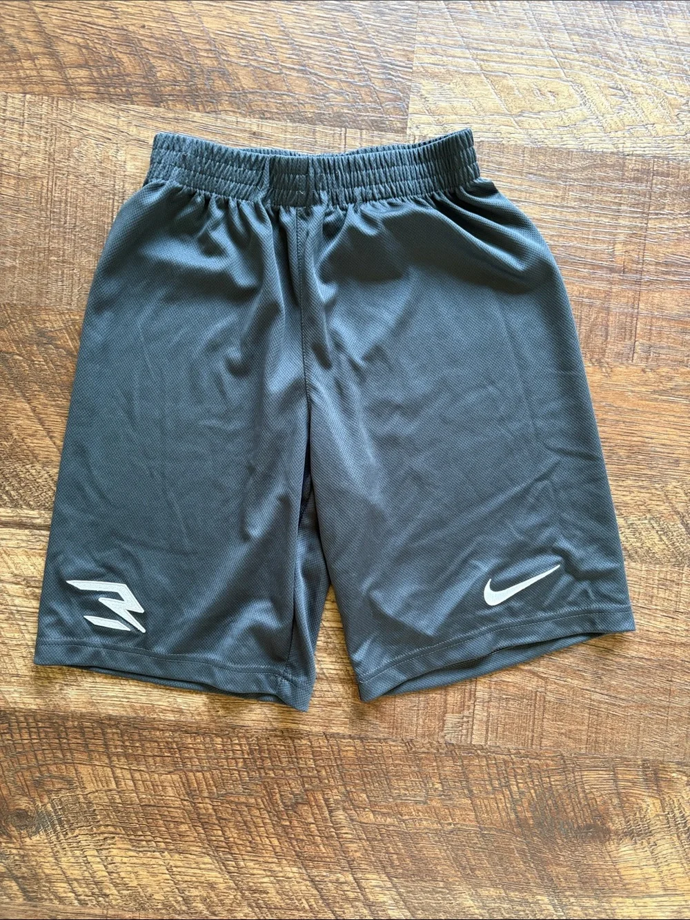 Nike Boys Gray Performance Shorts with White Swoosh
